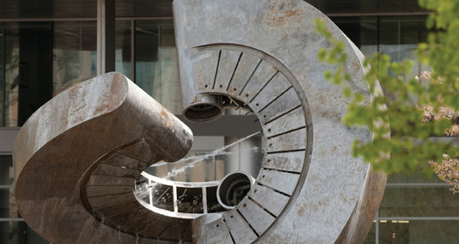Photo of sculpture by Jeff Miller, University Communications.