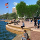 A Lakeshore promenade will run from the Memorial Union Terrace eastward past the Below Alumni Center, extending the line of the Lakeshore Path.