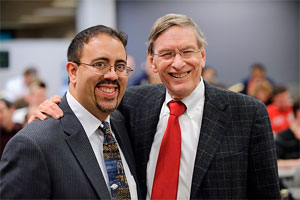 Major League Baseball Commissioner Allan H. (Bud) Selig and Adrian Burgos, professor of history, University of Illinois-Urbana-Champaign. 