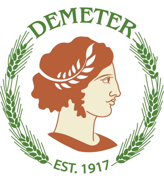Demeter logo, with the face of goddess Demeter.