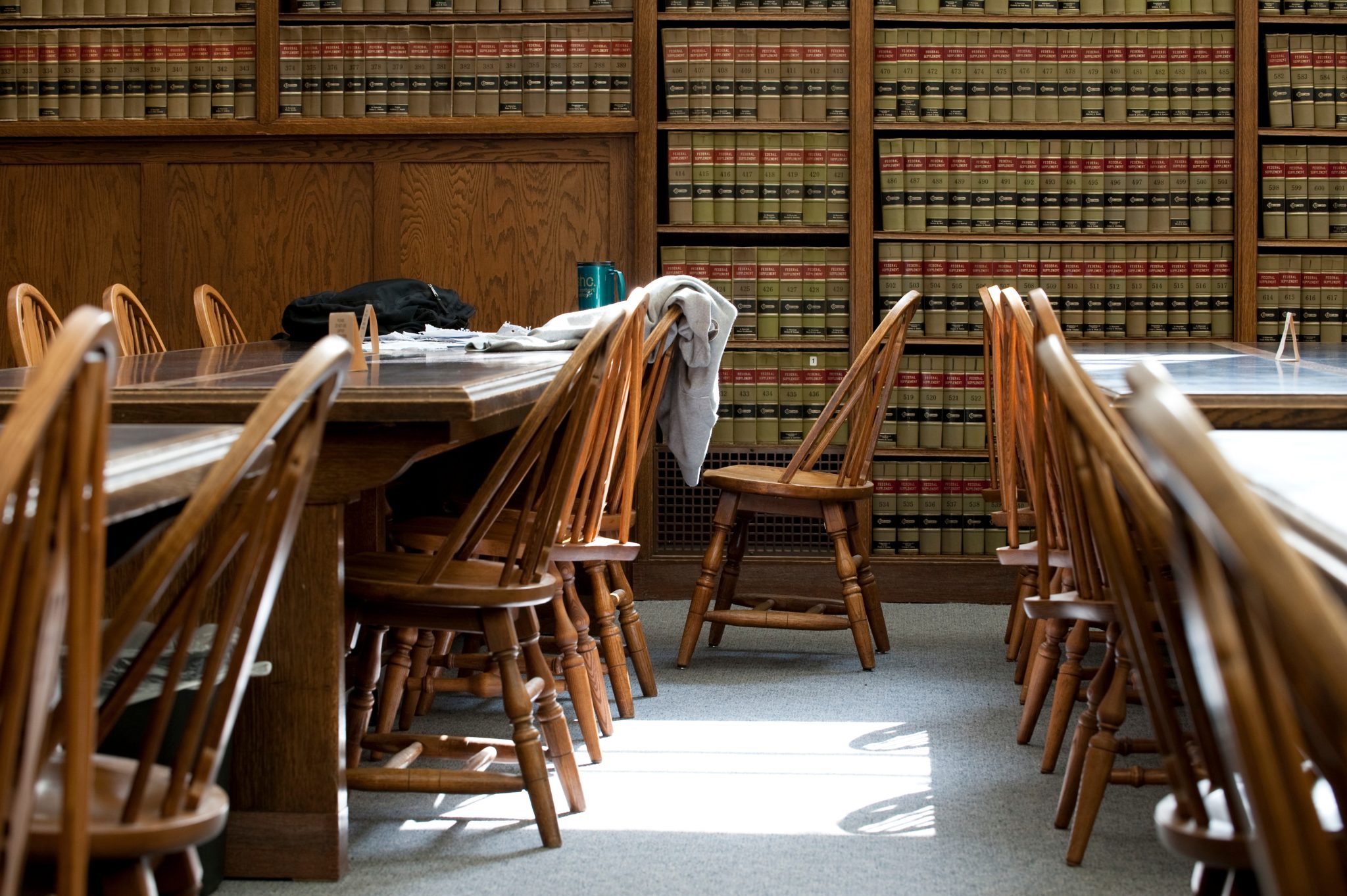 Chairs and tables in a library