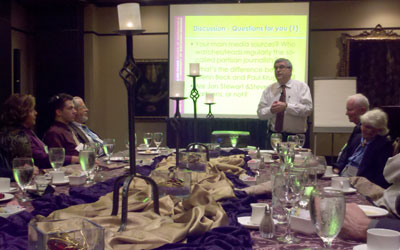 Stephen J.A. Ward speaks on the future of journalism in our democracy during a faculty showcase event in Orlando, Florida.