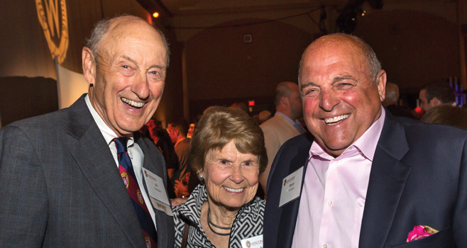  Ab and Nancy Nicholas, shown with UW athletics director Barry Alvarez, have offered $50 million in matching funds to inspire giving for scholarships and fellowships
