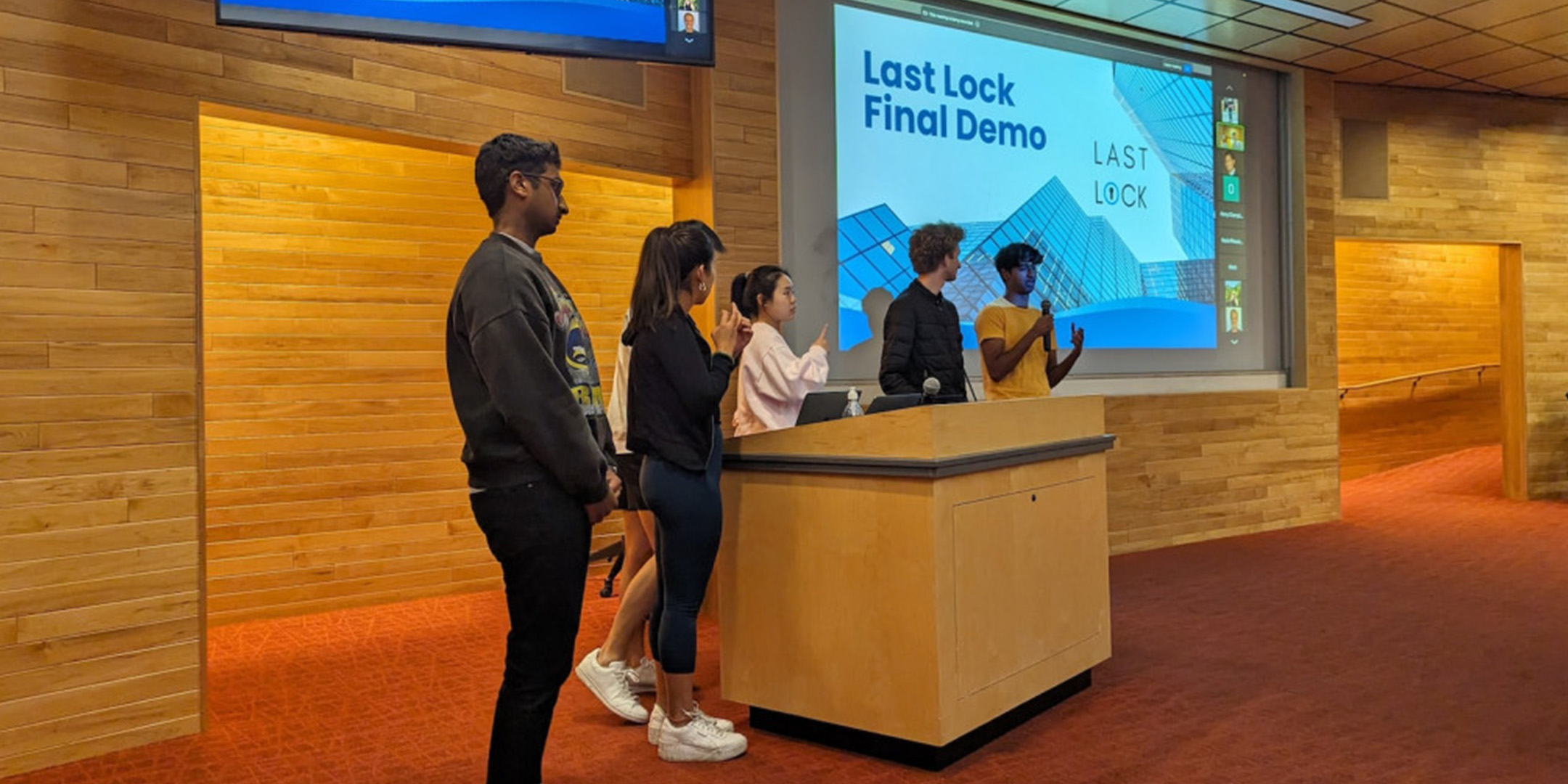 Computer Sciences capstone course students present their work with Madison startup Last Lock in Spring 2024. Photo courtesy of Amber Field