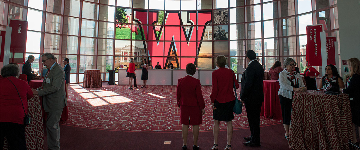 A view from a far of the All Ways Forward event in a convention center.