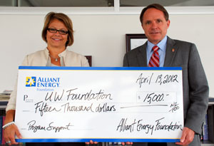 Alliant Energy Foundation presents a check to UW Foundation