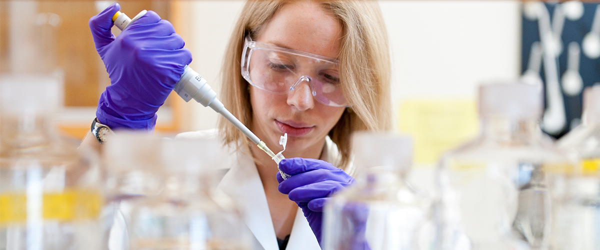 Student working in a lab