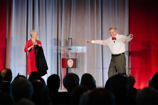 John and Tashia Morgridge on stage