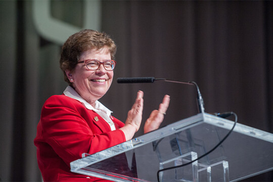 Chancellor Rebecca Blank speaking