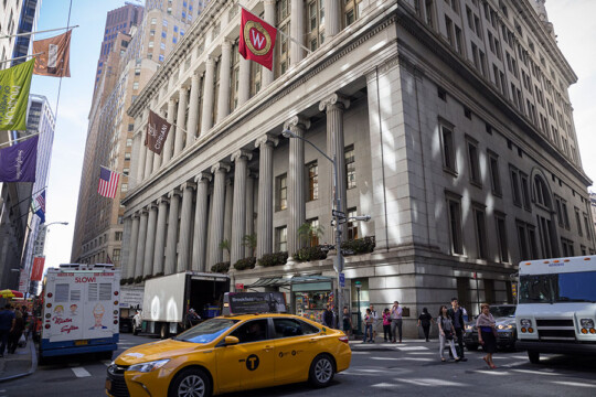 Wisconsin flags on Wall Street