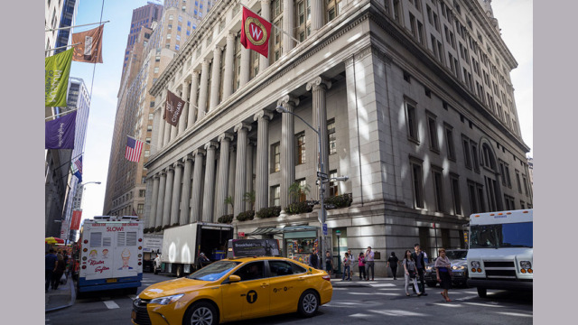 Wisconsin flags on Wall Street