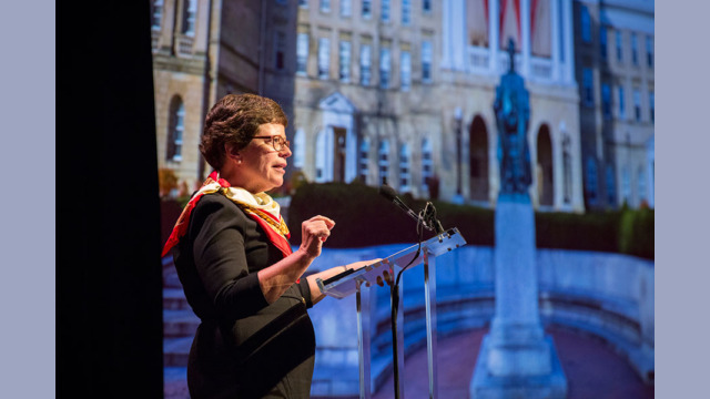 Chancellor Rebecca Blank presenting