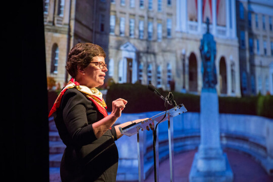 Chancellor Rebecca Blank presenting