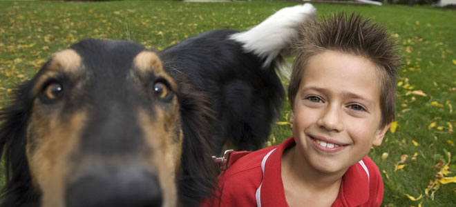 Parker Summers plays with the family dog