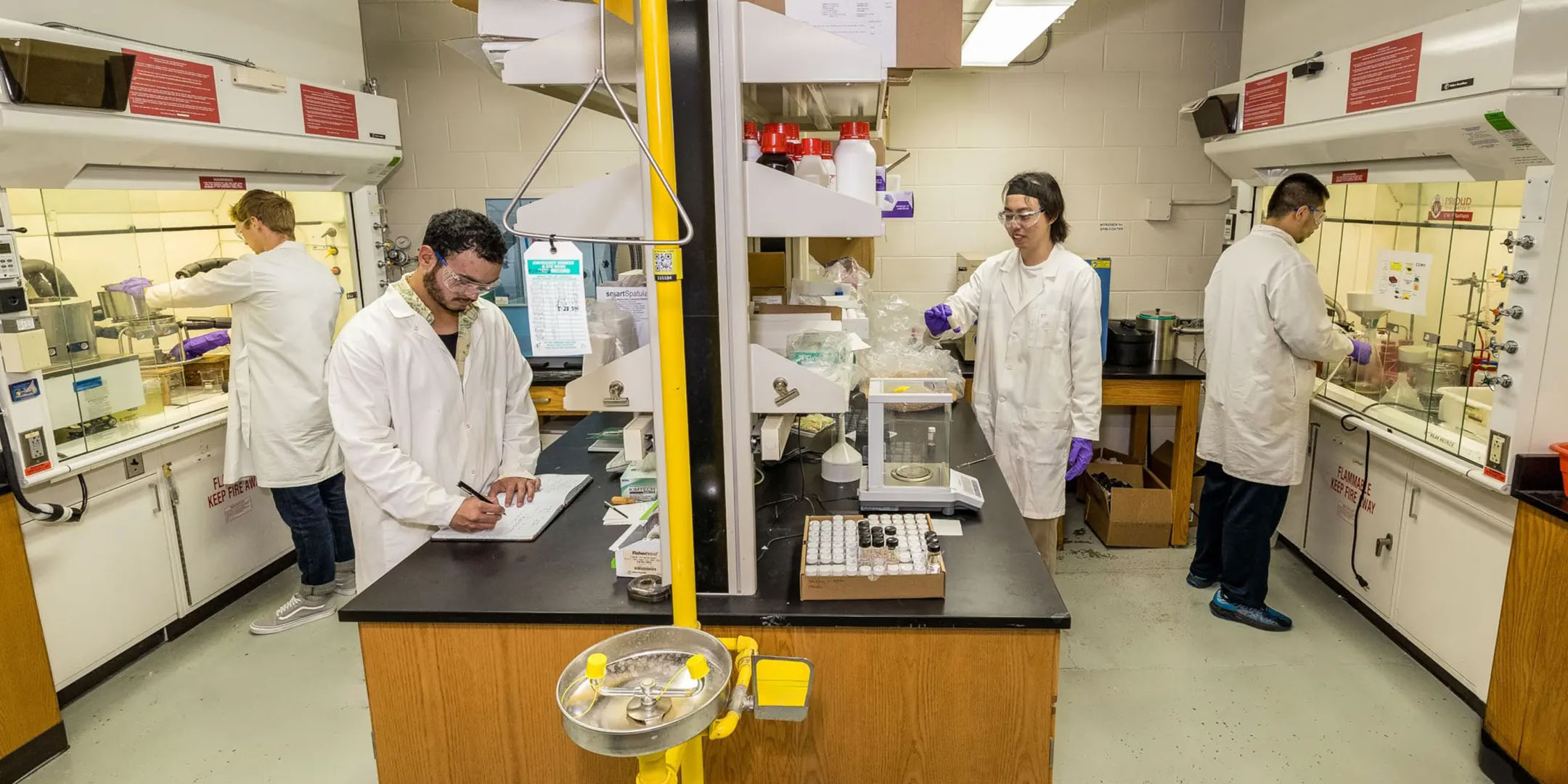Students working in an engineering research lab.