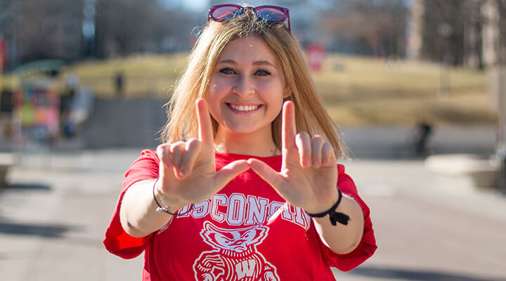 Ariela Rivkin photographed in front of Bascom Hill
