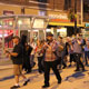 An ad-hoc band of musicians at UW-Madison for Summer KlezKamp and the Greenfield Summer Institute made its way down State Street on Wednesday evening, July 13. The performers picked up listeners, dancers and spectators along the way.