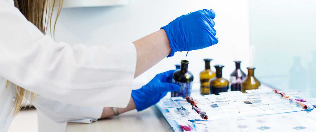 A scientist working with chemicals