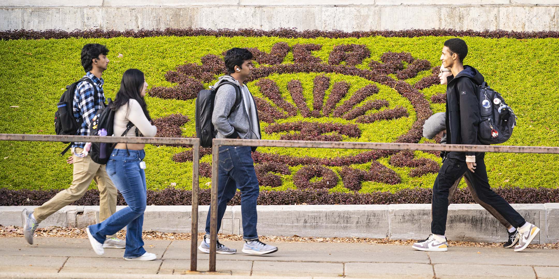 Students walking on campus.